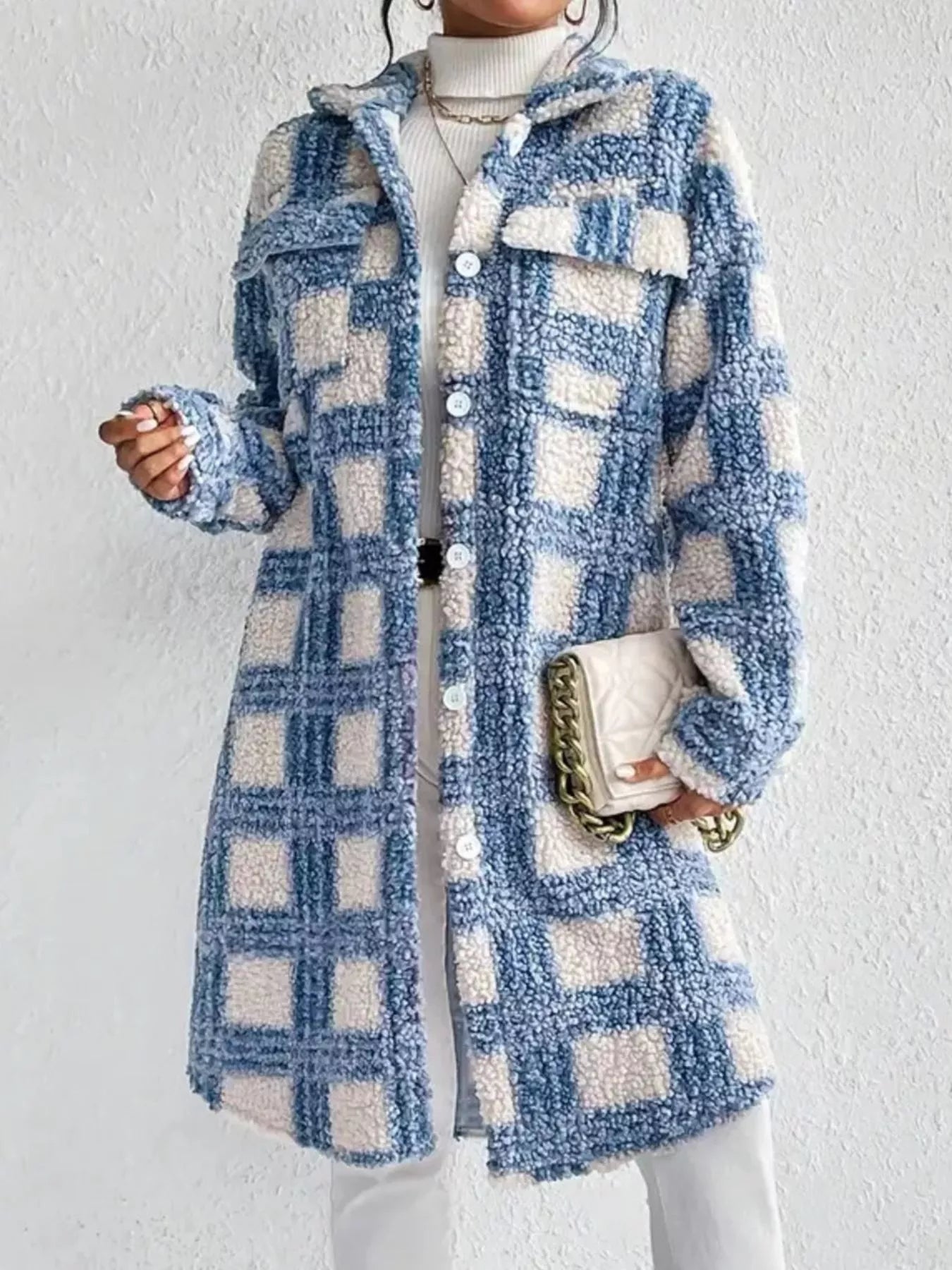 Langer Mantel mit Boule-Muster für Damen - Sereane