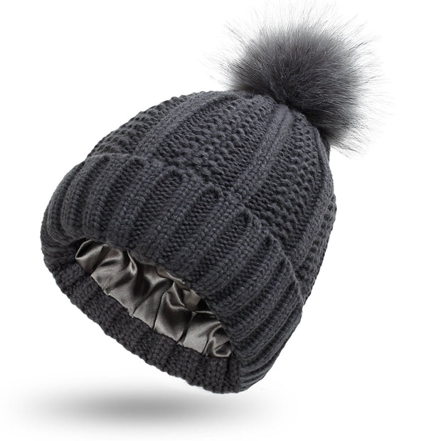 Damenstrickmütze mit Bommel - Daitonna