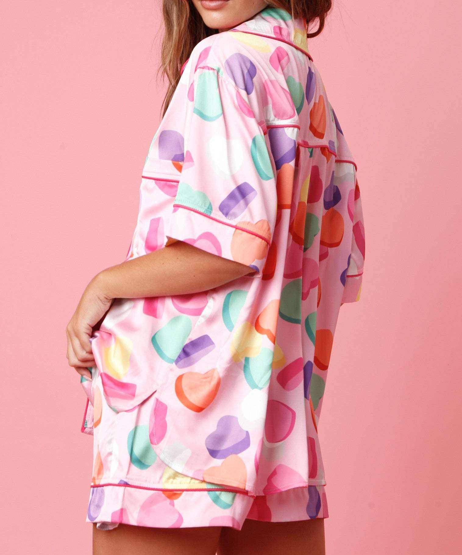 Satin-Pyjama-Set mit Hemd und Shorts für Damen - Varelia