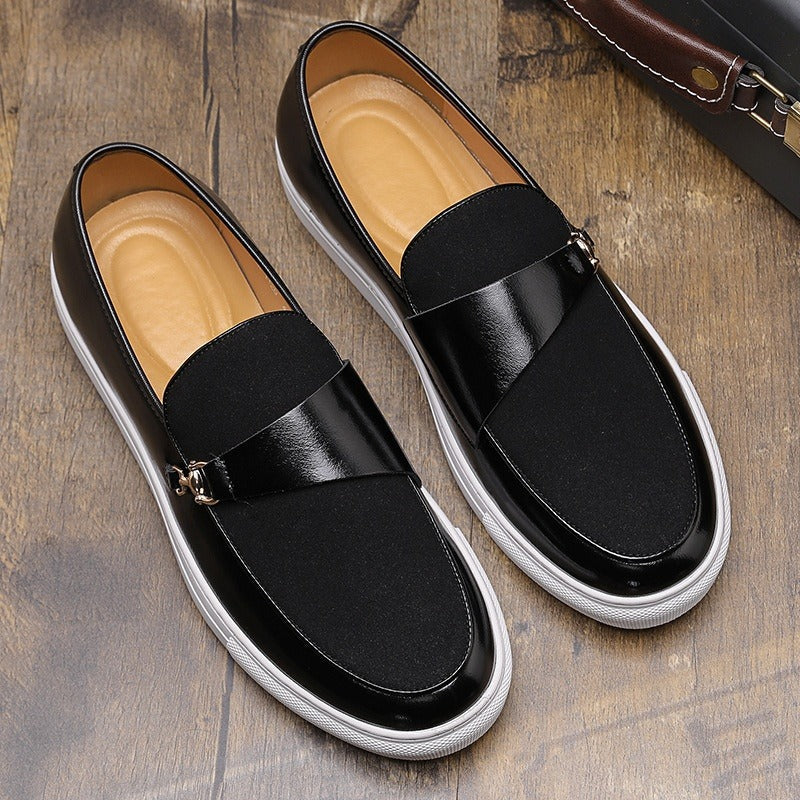 Smarte Herren-Slipper aus Leder und Segeltuch - Dario