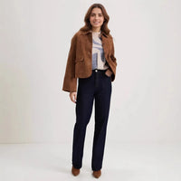 Veste courte en daim avec poches avant pour femmes - Alenor