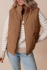 Gilet à col roulé en velours côtelé matelassé pour femme - Norayne