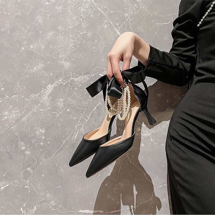 Hochhackige Damenschuhe mit Perlenverzierung im raffinierten Stil - Oriane