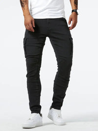 Pantalon cargo en denim stretch bleu clair pour hommes - Denver