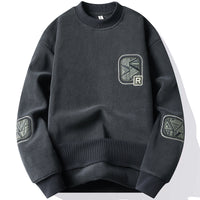 Pull homme à col rond et patchs décoratifs - Bjornik