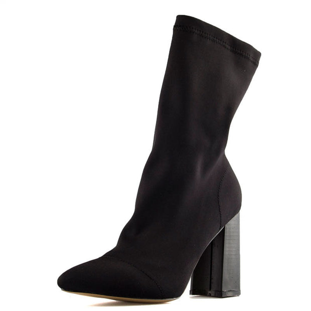 Soauzha - Bottes à Talons Épais en Laine
