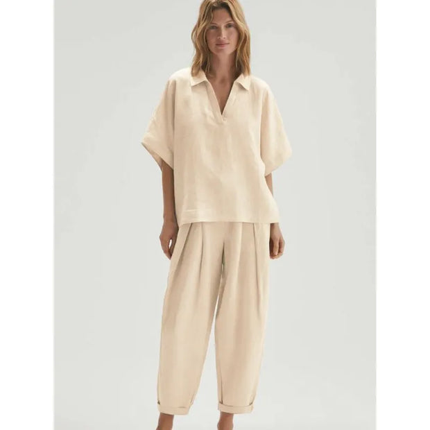 Velia - Top à col en V et pantalon taille haute