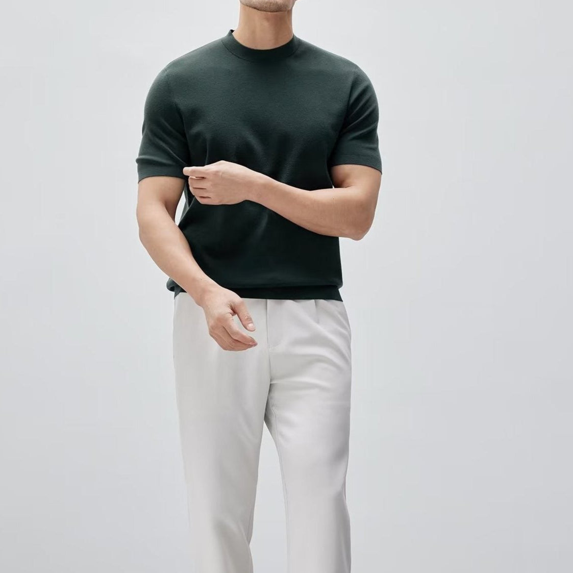 Herren-T-Shirt aus merzerisierter Baumwolle, Rundhalsausschnitt, minimalistischer Stil - Hugo