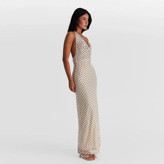 Ivy - Robe longue imprimée à bretelles spaghetti