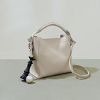 Echtes Leder Damen Eimertasche strukturiertes Design - Hellblau