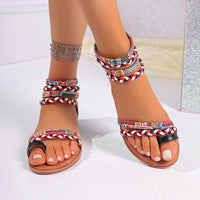 Sandales plates pour femmes avec motif ethnique tressé - Nayeli