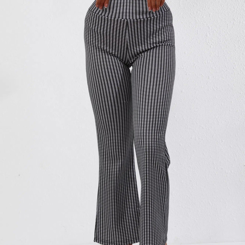 Ausgestellte Damenhose aus Stretchmaterial mit klassischem Druck - Renata