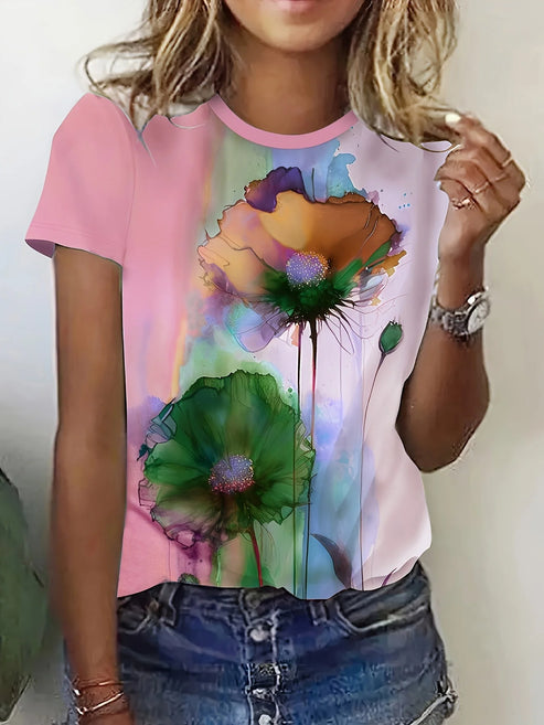 Fabienne - T-shirt à imprimé floral et manches courtes