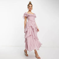 Valery - Robe longue à volants à la mode pour les fêtes