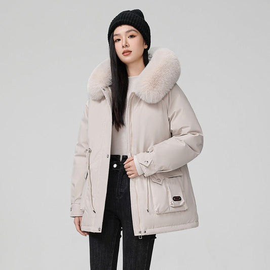 Manteau matelassé pour femme avec col en fourrure synthétique - Mirela