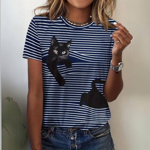 Lonneke - Chemise élégante à imprimé chat pour femmes