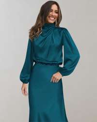Delphina - Dress with satin sleeves