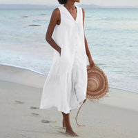 LADA - Linen dress with V-neckline