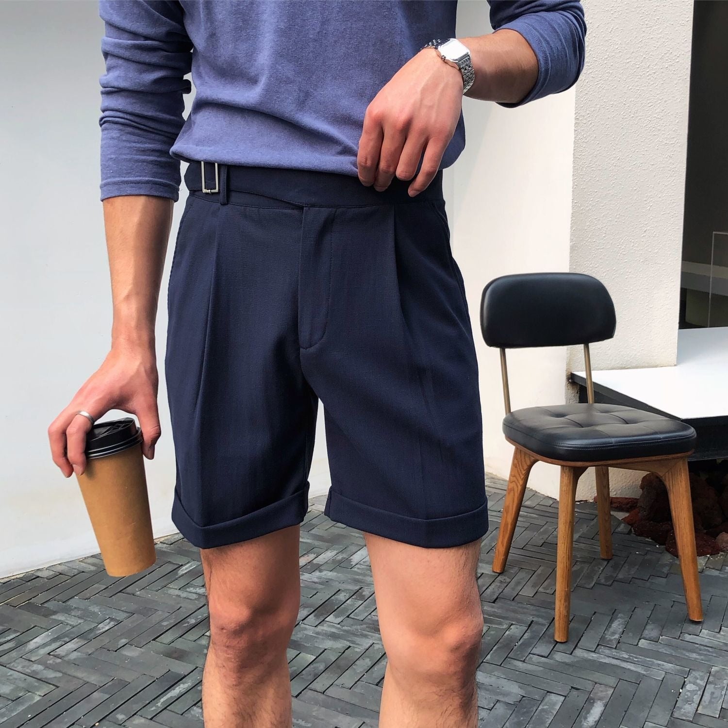 Herren Shorts mit hoher Taille und eleganten Falten - Lorenzo