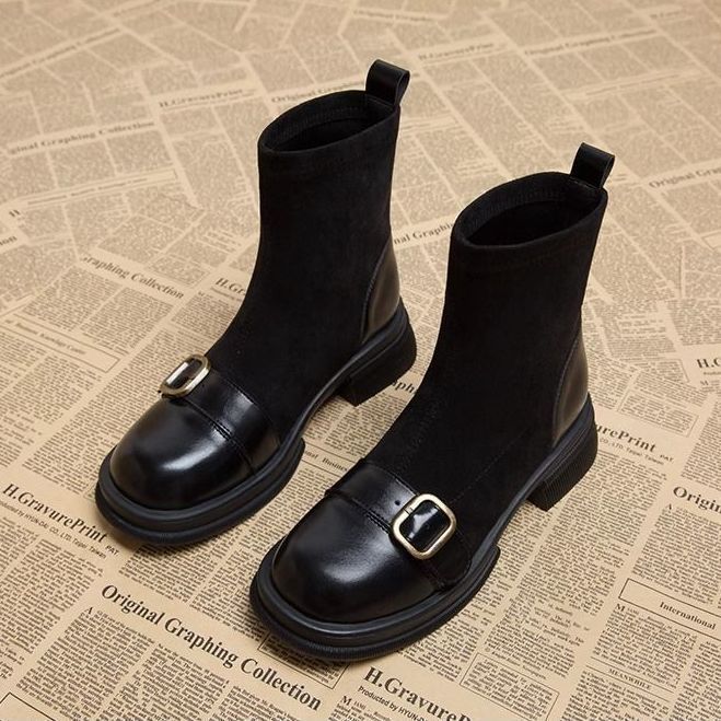 Damen Knöchel Stiefel eng anliegende Silhouette dekorative Schnalle - Rebeca