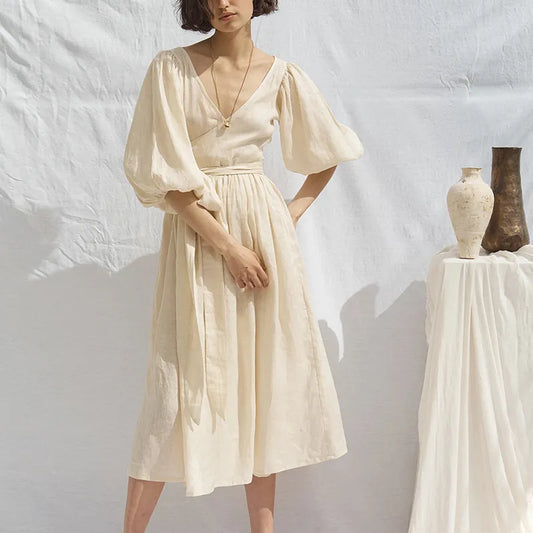 Natalie - Robe de dame à manches bouffantes