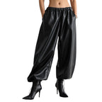 Damenhose mit Ledereffekt und Schnürsaum - Eirenne