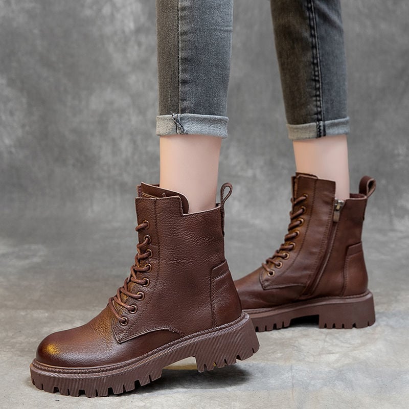 Strukturierte Damenstiefeletten mit Ledereffekt - Kaerine