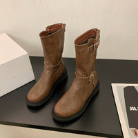 Halbhohe Westernstiefel für Damen mit Schnallen - Miriam