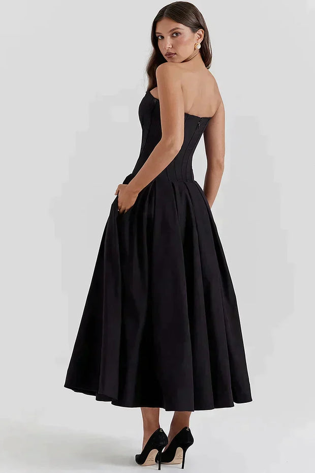 Dariana - Deep V-neck strapless dress