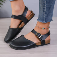 Sandales plates pour femmes, bout fermé avec boucle - Martina