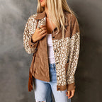 Ally - Damenjacke aus Cordeuse mit Leopardendetails