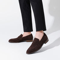 Mocassins classiques en cuir velours marron pour hommes - Lancaster