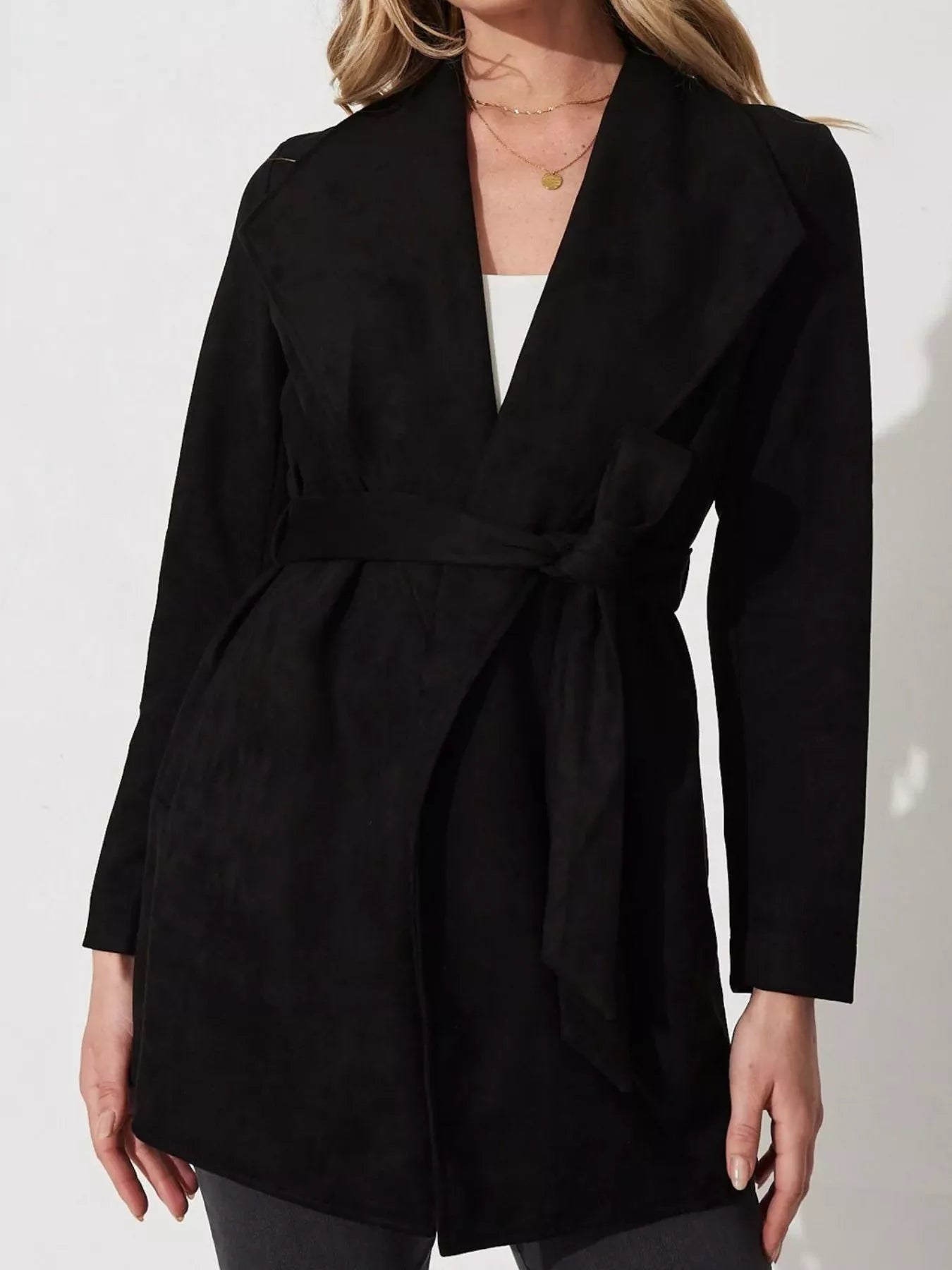 Weiche Wildlederjacke mit breitem Kragen - Celinne