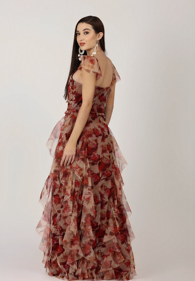 Judy - Longue robe bohème à fleurs