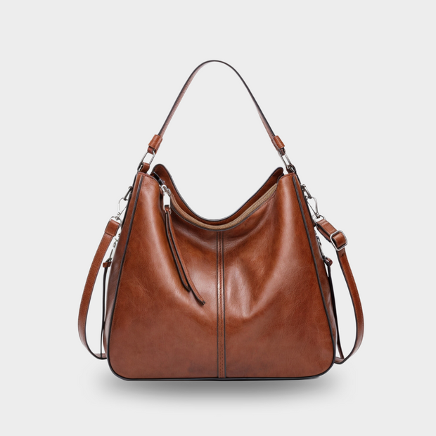 Grand sac hobo pour femme avec fermeture éclair et bandoulière réglable - Leonor