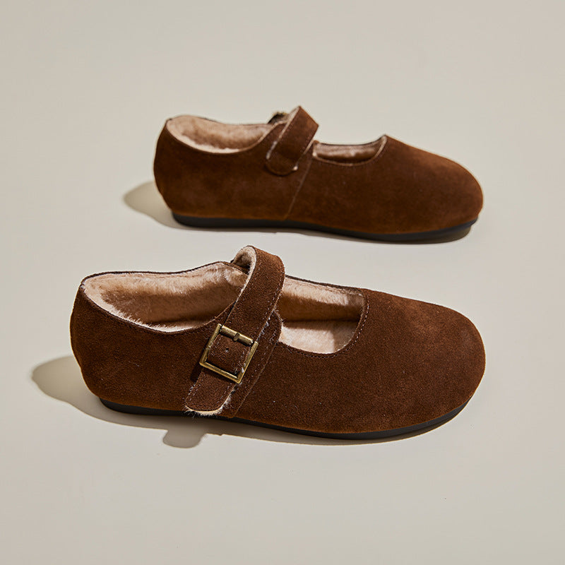 Flache Damenschuhe in Wildlederoptik mit Warmfutter - Alviera