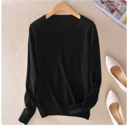 Pull en maille à col en V pour femmes - Anika
