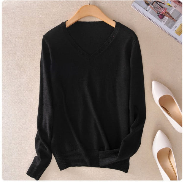 Pull en maille à col en V pour femmes - Anika