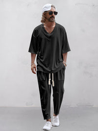 Ricky - Weiße 3/4-Ärmel-Hose mit Kordelzug