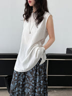 Ärmellose Damenbluse aus Leinen Tencel im minimalistischen Stil - Cécile