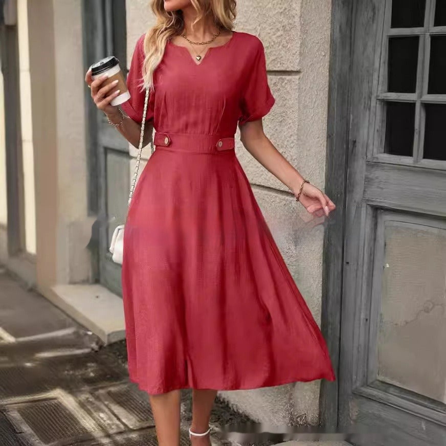 Damen-Midikleid mit taillierter Passform im fließenden, eleganten Stil - Renata