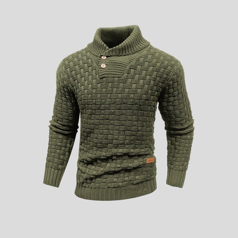 Herrenstrickpullover mit geknöpftem Rollkragen - Keldor