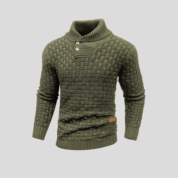 Pull en maille à col roulé boutonné pour homme - Keldor