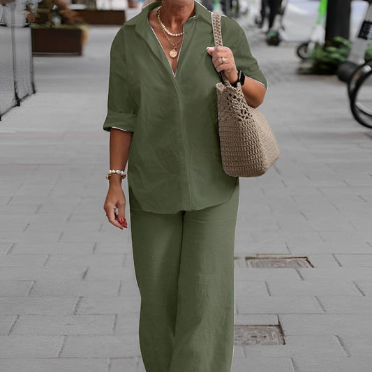 FELICIA - Chemise et pantalon en coton et lin