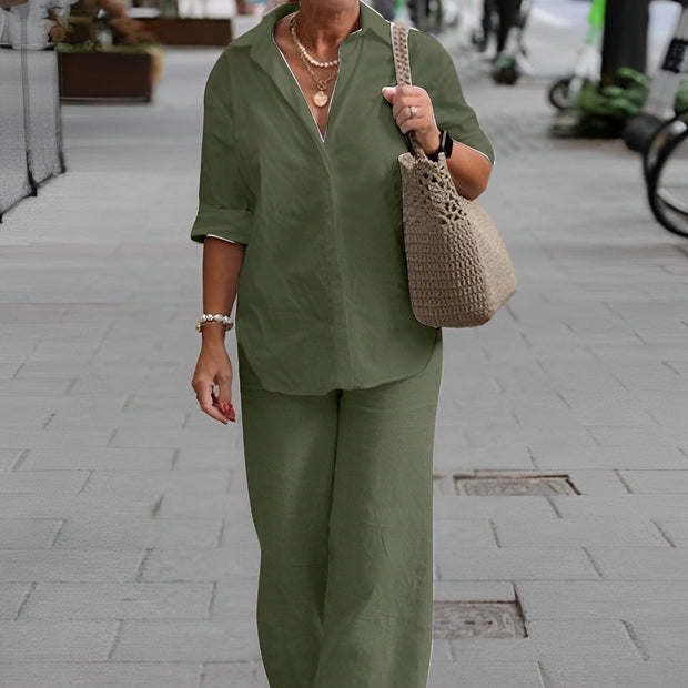 FELICIA - Chemise et pantalon en coton et lin