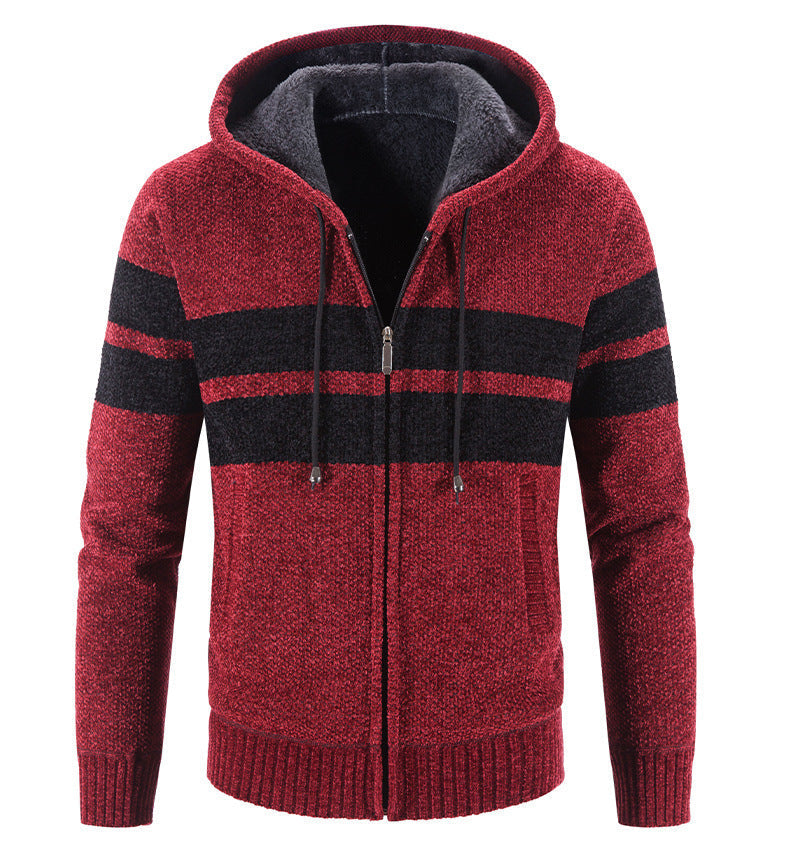 Herrenstrickjacke mit Kapuze und Thermofutter - Tobias