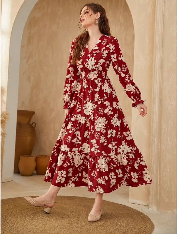 Naiara - Robe étroite à col en V et à manches longues