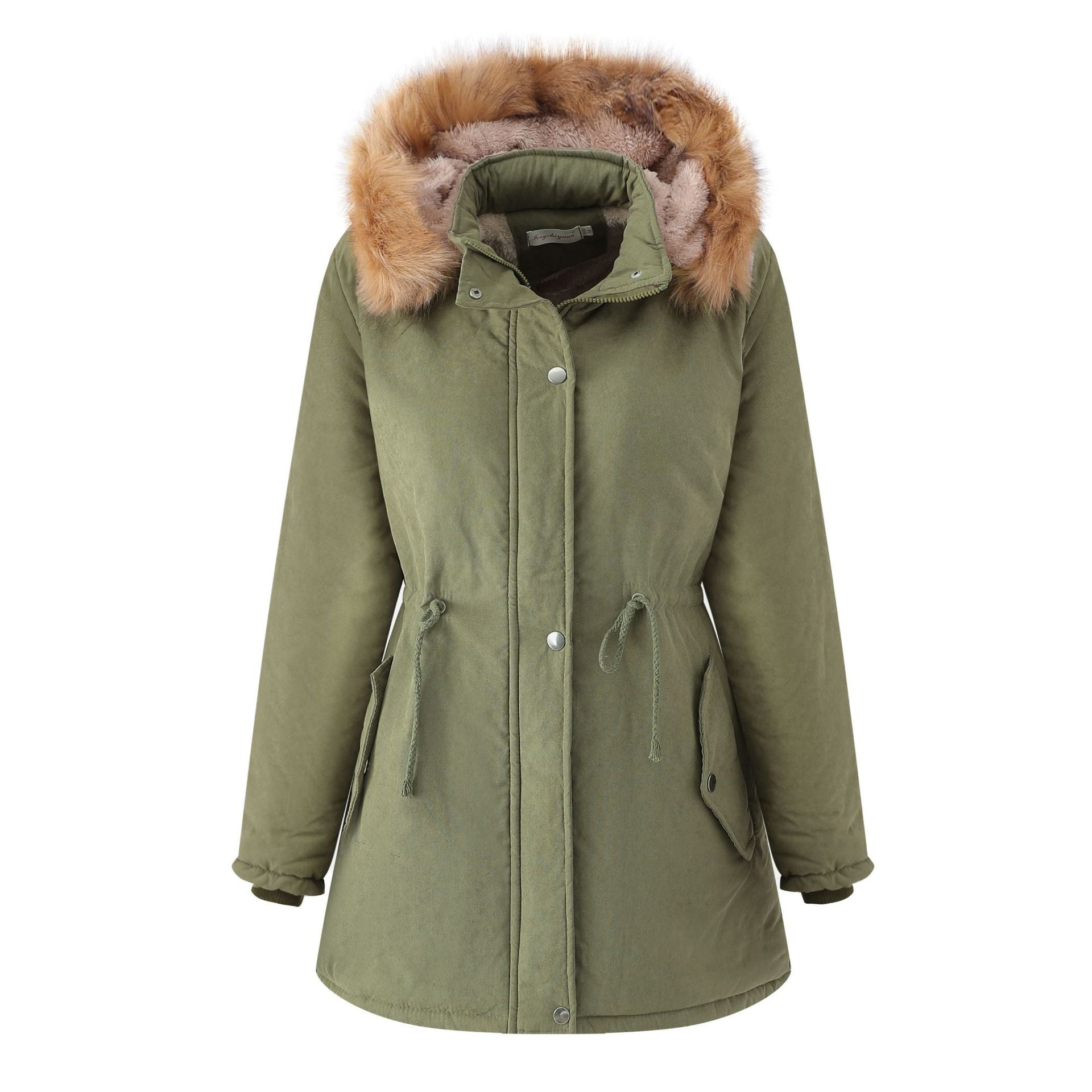Damen Steppjacke mit Kunstfellkapuze - Doriana