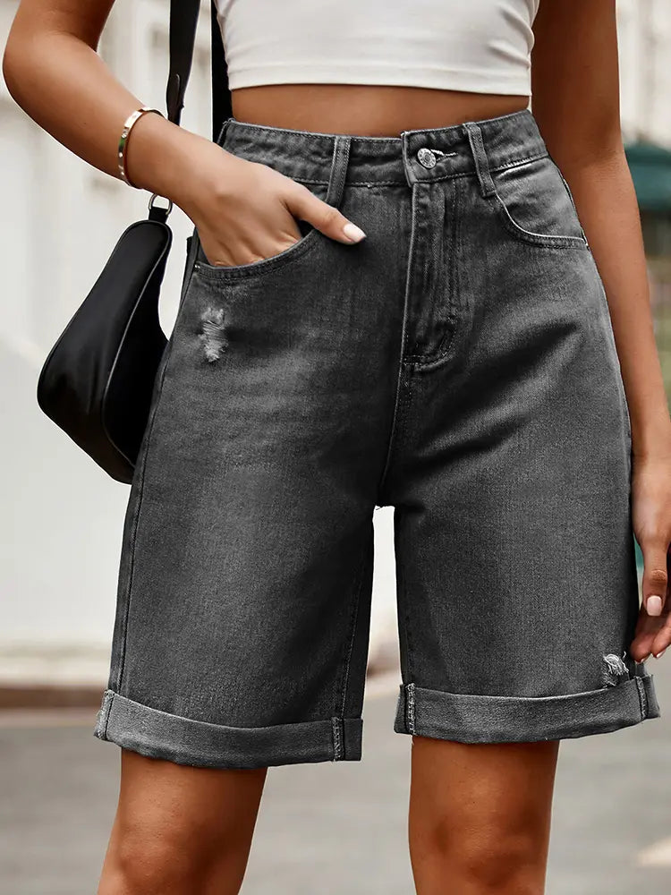 Ausgefranste Bermuda-Shorts mit Saum - Charlotte