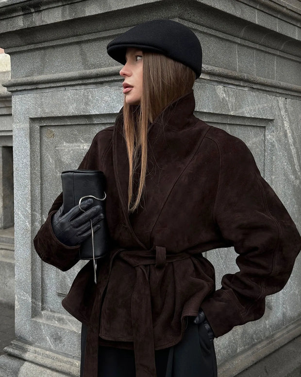 Veste rétro en daim à manches longues - Valentina